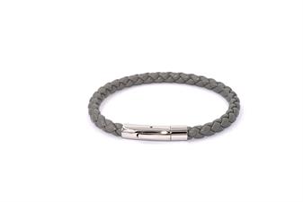 BRACCIALE ACCIAIO CHIUSURA TUBO SILVER CON TRECCIA CENERE