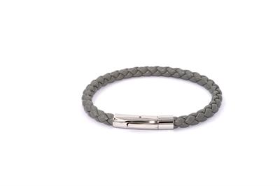 BRACCIALE ACCIAIO CHIUSURA TUBO SILVER CON TRECCIA CENERE