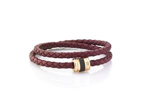 BRACCIALE CHIUSURA CILINDRO ACCIAO ROSE' TRECCIA VINO