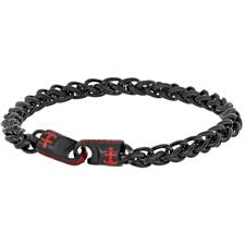 BRACCIALE ANCORETTA SMALTATA BLACK IN ACCIAIO