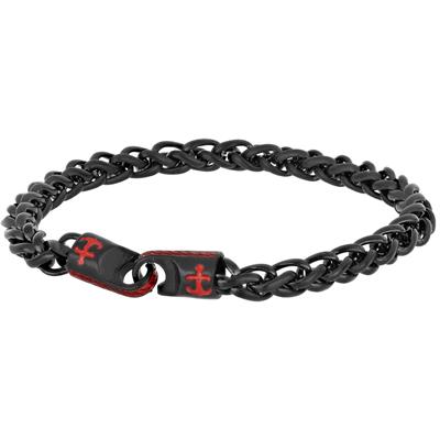 BRACCIALE ANCORETTA SMALTATA BLACK IN ACCIAIO