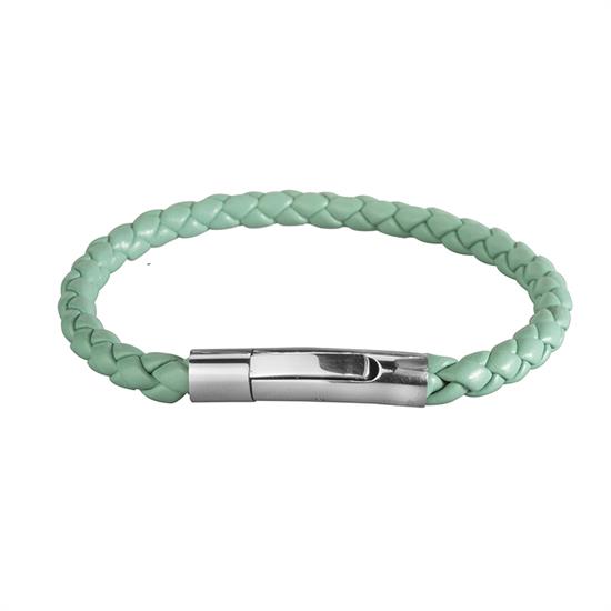 BRACCIALE ACCIAIO CHIUSURA TUBO SILVER CON TRECCIA MARINA