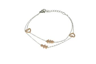 BRACCIALE IN ACCIAIO CON BEBE' E CUORE