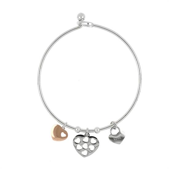 BRACCIALE MANETTA SILVER CON CUORE TRAFORATO IN ACCIAIO