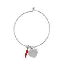 BRACCIALE MANETTA SILVER CON CUORE IN ACCIAIO CORNETTO