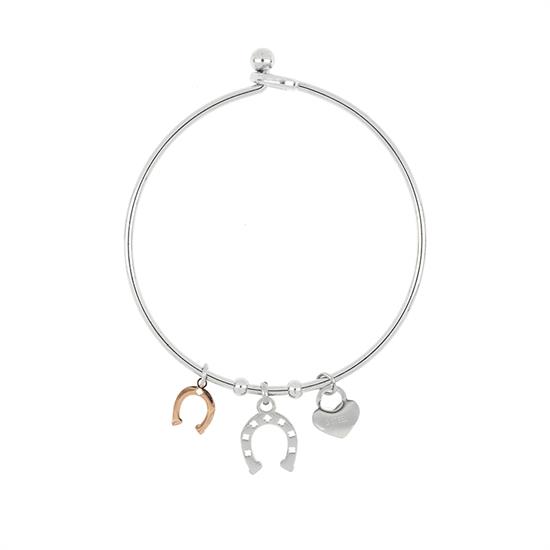 BRACCIALE MANETTA SILVER CON FERRO DI CAVALLO TRAFORATO ACCIAIO