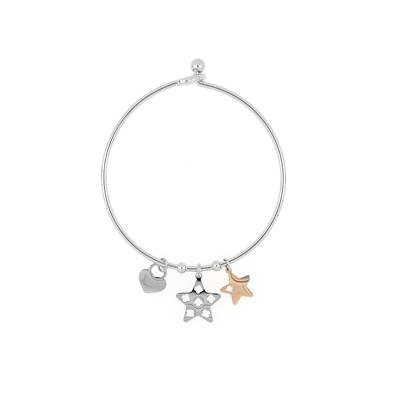 BRACCIALE MANETTA SILVER CON STELLA TRAFORATA ACCIAIO