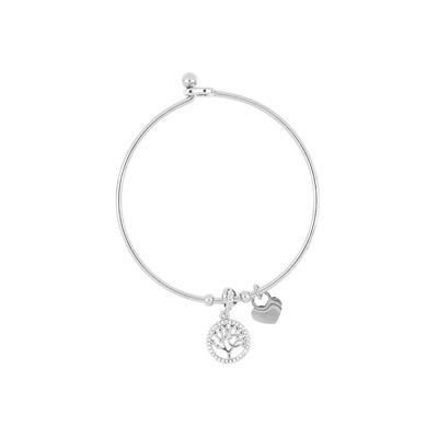 BRACCIALE MANETTA SILVER CON ALBERO DELLA VITA PAVE' IN ACCIAIO