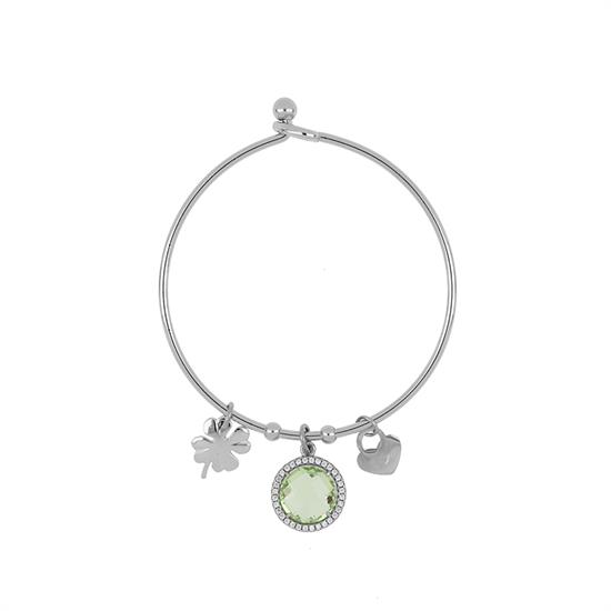 BRACCIALE MANETTA SILVER CON ZIRCONI IN ACCIAIO PIETRA