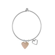 BRACCIALE MANETTA SILVER CON CUORE BICOLOR IN ACCIAIO