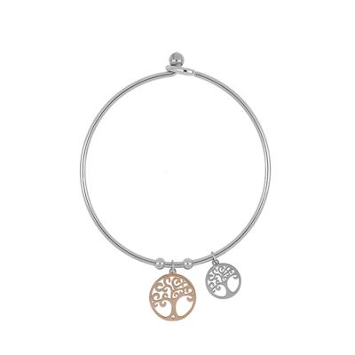 BRACCIALE MANETTA SILVER CON ALBERO DELLA VITA BICOLOR IN ACCIAIO