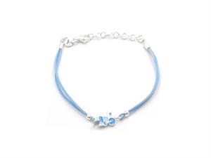 BRACCIALE TRENINO CON SAGOLA AZZURRA IN ARGENTO 925°/°°