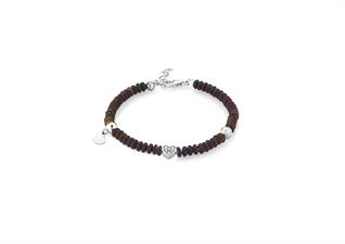 BRACCIALE CUORE EMATITE VIOLA IN ARGENTO 925°/°°