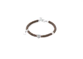 BRACCIALE CUORE EMATITE MARRONE IN ARGENTO 925°/°°