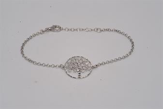 BRACCIALE ALBERO DELL VITA TRAF. FOGLIE IN ARGENTO 925°/°°