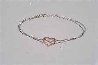 BRACCIALE CUORE CATENE X IN ARGENTO 925°/°°