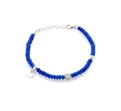 BRACCIALE CUORE AGATA DARK BLUE IN ARGENTO 925°/°°