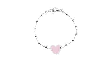 BRACCIALE CUORE RODIO CATENA PALLINATA IN ARGENTO 925°/°° SMALTO