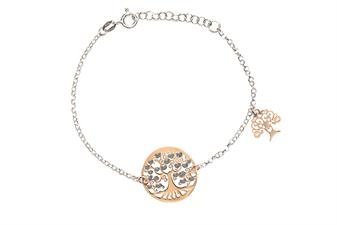 BRACCIALE ALBERO DELLA VITA CUORI GLITTER IN ARGENTO 925°/°°