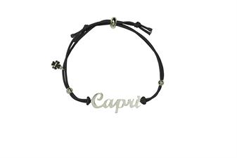 BRACCIALE SCRITTA CAPRI RODIO IN ARGENTO 925°/°° ED ELASTICO