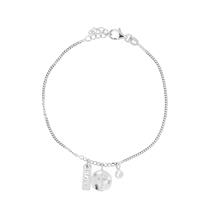 BRACCIALE TONDINO CROCE SATINATO FRIENDS E ZIRCONE ARGENTO 925°/°°