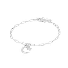 BRACCIALE MAGLIA OVALE CON STELLA E LUNA ARGENTO 925°/°°