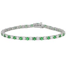 BRACCIALE TENNIS BICOLORE VERDE E BIANCO IN ARGENTO 925°/°°