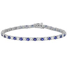 BRACCIALE TENNIS BICOLORE BLU E BIANCO IN ARGENTO 925°/°°