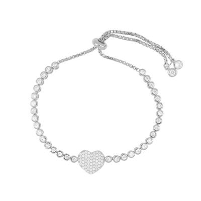 BRACCIALE TENNIS CUORE CON ZIRCONI IN ARGENTO 925°/°°