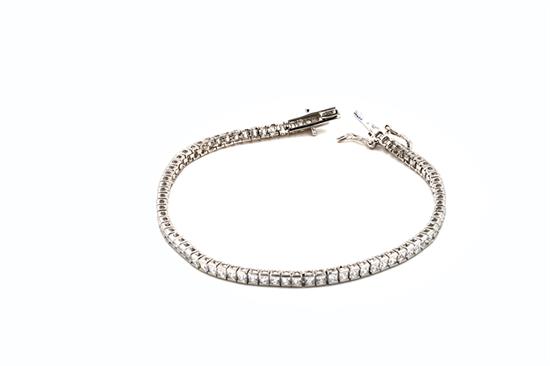 BRACCIALE TENNIS CARRE' RODIO IN ARGENTO 925°/°°