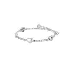 BRACCIALE BANGLE ZIRCONATO CUORI LISCI IN ARGENTO 925°/°°