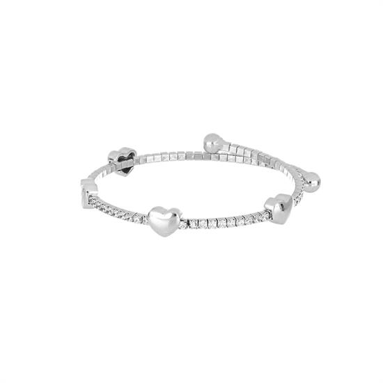 BRACCIALE BANGLE ZIRCONATO CUORI LISCI IN ARGENTO 925°/°°