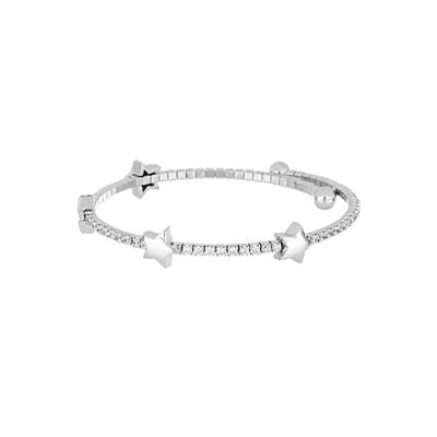 BRACCIALE BANGLE ZIRCONATO STELLE LISCE IN ARGENTO 925°/°°