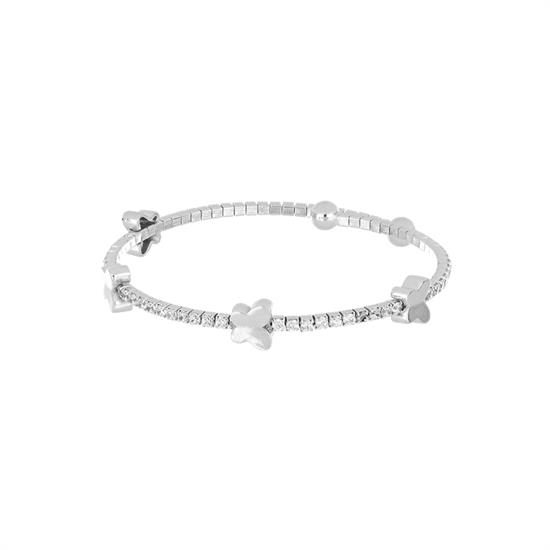 BRACCIALE BANGLE ZIRCONATO FARFALLE LISCIE IN ARGENTO 925°/°°