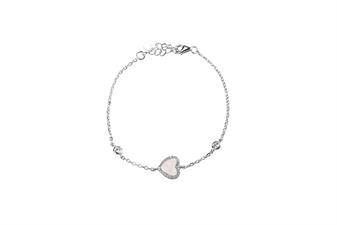 BRACCIALE MADREPERLA CUORE ZIRCONATO IN ARGENTO 925°/°°