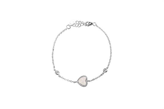 BRACCIALE MADREPERLA CUORE ZIRCONATO IN ARGENTO 925°/°°