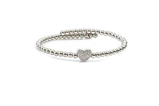 BRACCIALE ARMONICO CUORE ZIRCONATO E PALLINI ARGENTO 925°/°°