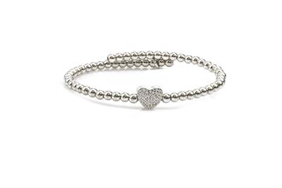 BRACCIALE ARMONICO CUORE ZIRCONATO E PALLINI ARGENTO 925°/°°