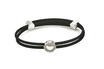 BRACCIALE CUORE ZIRCONI E ARGENTO 925°/°° CON SETA