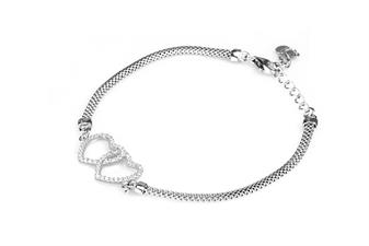 BRACCIALE CUORI ZIRCONATI MAGLIA FOPE IN ARGENTO 925°/°°