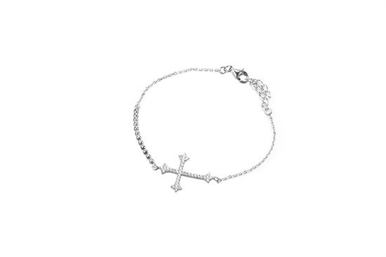 BRACCIALE BARRETTA PALLINAT0 CROCE PENDENTE ARGENTO 925°/°° ZIRCONI