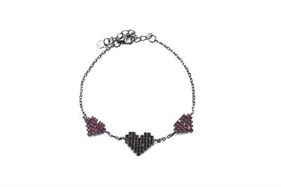 BRACCIALE TRE CUORI BLACK IN ARGENTO 925°/°° ZIRCONI