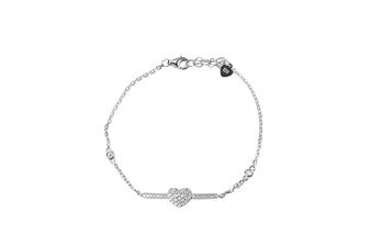 BRACCIALE BARRETTA CUORE CENTRALE RODIO ARGENTO 925°/°° ZIRCONI