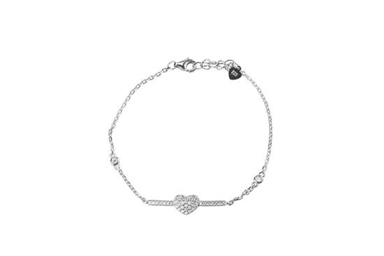 BRACCIALE BARRETTA CUORE CENTRALE RODIO ARGENTO 925°/°° ZIRCONI