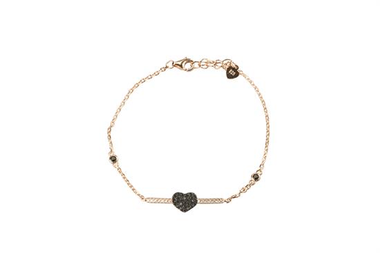 BRACCIALE BARRETTA CUORE CENTRALE ROSE' ARGENTO 925°/°° ZIRCONI