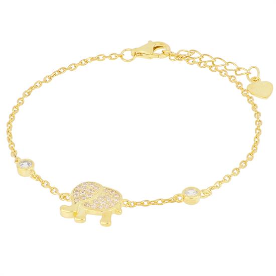 BRACCIALE ELEFANTE DORATA IN ARGENTO 925°/°° ZIRCONI