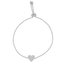 BRACCIALE CUORE RODIO SCORREVOLE ARGENTO 925°/°° ZIRCONI