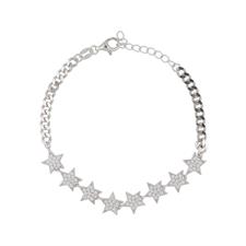 BRACCIALE GROUMETTE E STELLE SCALARI RODIO ARGENTO 925°/°° ZIRCONI