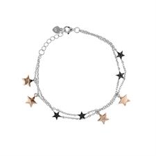 BRACCIALE RODIO CON STELLINE PENDENTI ROSE' IN ARGENTO 925°/°° ZK