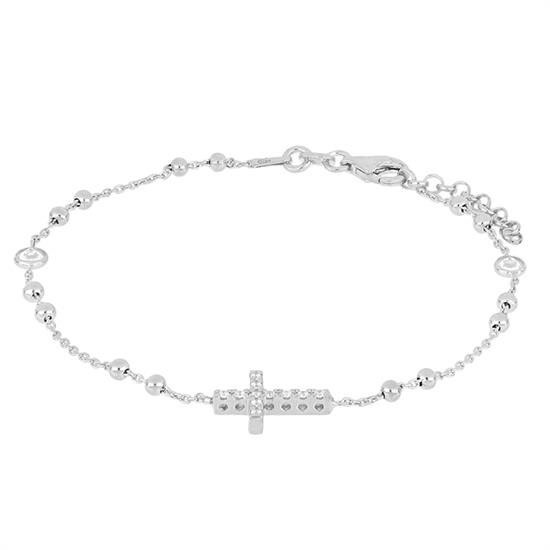 BRACCIALE ROSARIO CROCE IN ARGENTO 925°/°° CON ZIRCONI